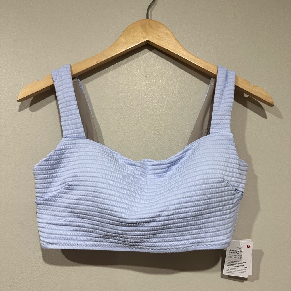 NWT Lululemon Smocked Swim Top B/C Cup (size 10) Pastel Blue - Picture 3 of 5
